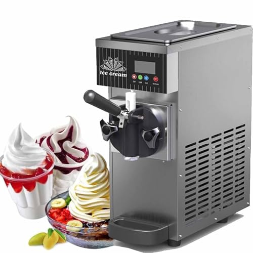 Qiang Commercial Soft Serve Ice Cream Machine – 4-8KG/h Output, 450W/750W, LED Display, Ice Cream Maker, Countertop Compressor Dispensers for Restaurants & Cream Shops Grey-450W