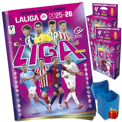Panini Cromos Liga Este 25/26 - Packs con Diferentes Versiones del Producto y Regalo de Cajita para Cromos Surtidos - Cartas de Futbol (No Adrenalyn ni Eurocopa) (Album+16)