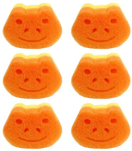 6 Stück Spülschwamm, Küchenschwamm, Schwamm Küche, Doppelseitiger Topfreiniger, Ideal Für Glas Und Pfannen, Schnelltrocknend, In Praktischer Orange Verpackung