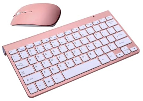 TEHAUX Teclado con Ratón Inalámbrico 2.4g para Ordenador y Tableta, Diseño Elegante y Portátil, Adecuado para Casa y Oficina con Material Plástico Durable