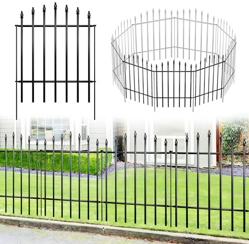 Thealyn Dekorativer Gartenzaun, 90 cm hoch x 70 cm breit, 5 Paneele | Gesamtlänge 3 m, rostbeständiger Metallzaun als Schutzzaun, für Hunde im Außenbereich, zur Gartenabgrenzung und Dekoration