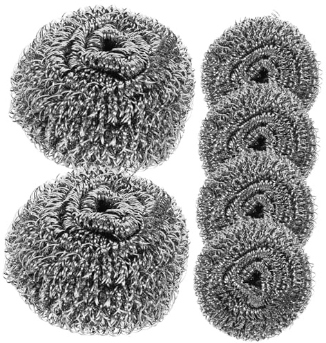 GRIRIW 6 Piezas Estropajo de Acero Inoxidable para Cocina Limpiador Reutilizable para Platos Ollas y Sartenes Diseño de Malla Resistente y Duradero Depurador Metálico Eficaz para