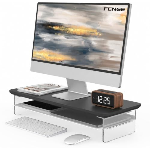 Fenge Support Ecran PC, Acrylique, Ordinateur TV, Noir, 60cm