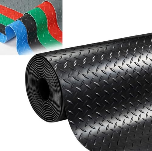Moubhjd AlfombrilladeGomaProtectora,AlfombradeGomaAntideslizante,SeguridadparaHogaryTrabajo,porMetros,paratalleres,garajesycomercios（Color:Black,Size:60x1500cm, Thickness:2.5mm）