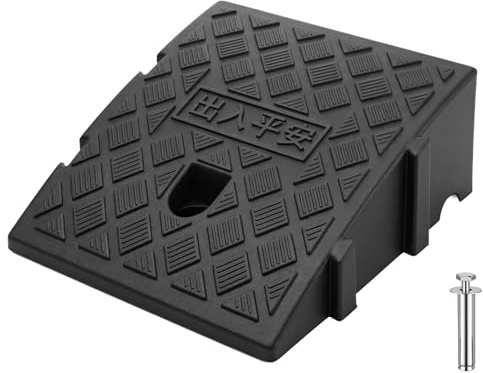 TranRantic Bordsteinrampen, 11cm Rampe Rollstuhl, Tragbare Schwellenrampen | Kunststoff, Türschwellenrampe, Auffahrrampe für Auto, Roller, mit Spreizschrauben und Reflektierenden Aufklebern