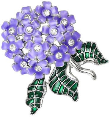 Delicado broche de flores esmaltadas con diseño de hortensias Pin de solapa Accesorios de aleación de flores coloridas Pin de solapa Ropa diaria, talla única, como se describe
