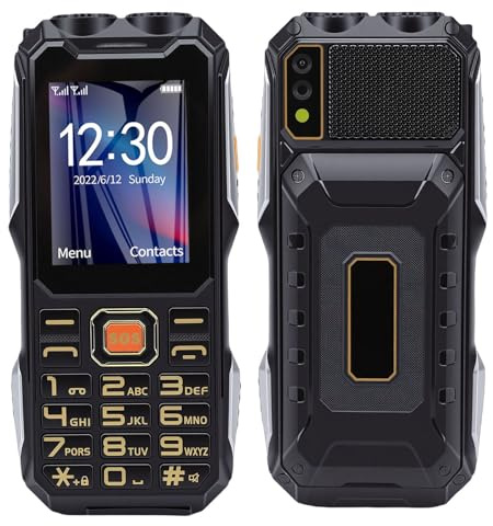 Fockety Telefono Robusto Sbloccato, Smartphone Robusto Dual SIM Impermeabile 4G LTE, Telefoni Cellulari da Esterno con Schermo da 2,4 Pollici con Batteria da 16800 MAh, Fotocamera (BLACK)