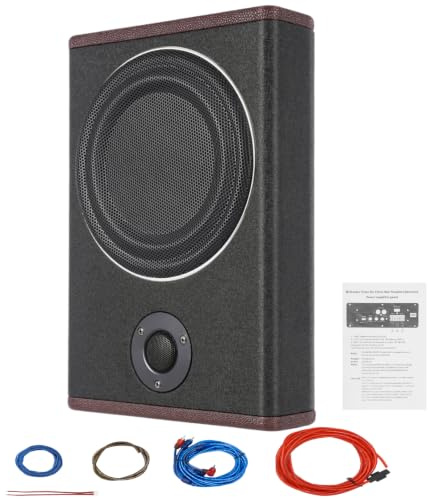 CLEADONG 8-tums bil subwoofer aktiv subwoofer för bil 600 W12 V | av rostfritt stål | 12 V likström | överbelastningsskydd | med självhäftande tejp baksida | för bilar, lastbilar och jeeps