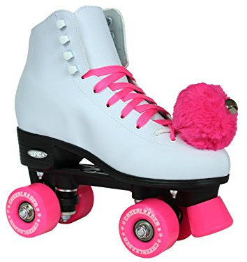 Epic Quad-Skates Cheerleader Rollschuhe, Weiß/Pink, Größe 9
