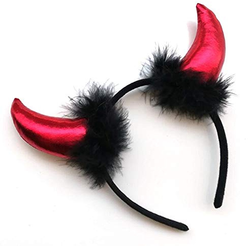 EROSPA® Teufelshörner Haarreif - Devil Hölle - Damen Herren Kinder - Karneval Fasching Halloween - rot/schwarz