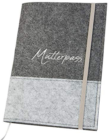 luxdag Mutterpasshülle mit Gummiband aus Filz (Farbe & Stickerei wählbar) - Hülle für Mutterpass & Impfpass - Organizer - Geschenk für werdende Mütter