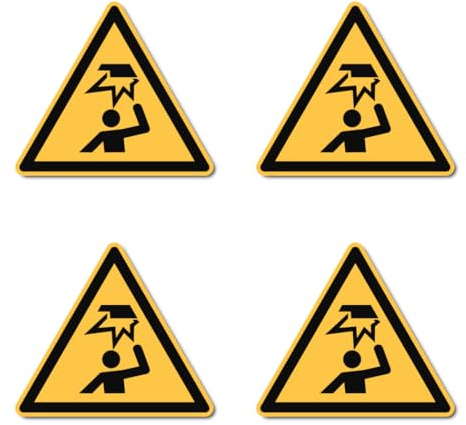 Warnung vor Hindernissen im Kopfbereich: W020 - DIN EN ISO 7010 / ASR A1.3 - Aufkleber: 7.5 cm, 4 Stück