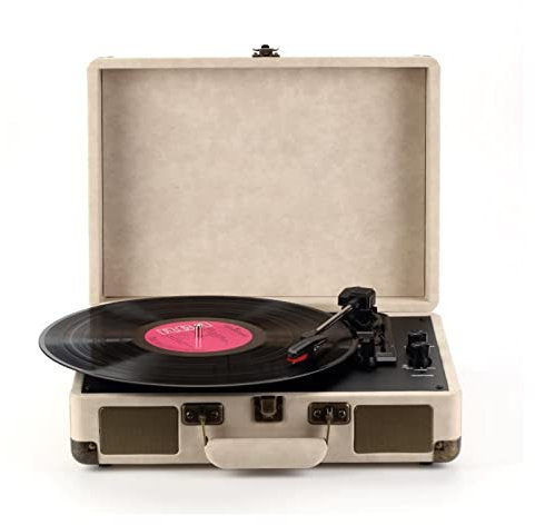 Tourne-Disque en Vinyle Vintage à 3 Vitesses Bluetooth - Disque de Conversion Enceintes Stéréo,Blanc