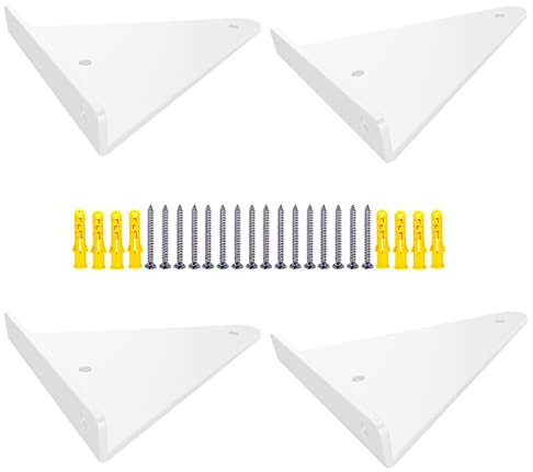 4 Stück Massives Eisen Schwerlast Regalhalterungen Weiße Unsichtbare Dreieckige Regalträger Wanddekoration Hardware Regalhalterung, für Küchengarten, Balkon, mit Schraube (Length 80mm)