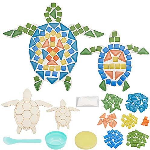 WEBEEDY Lot de 2 kits de mosaïque tortue de mer pour adultes, enfants, patio, cour, piscine et jardin, loisirs créatifs pour enfants