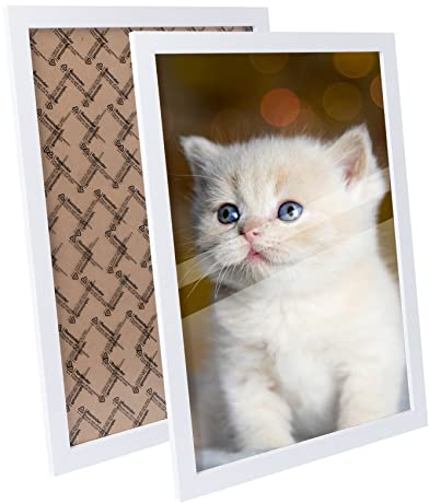 Homewit 2er Set Bilderrahmen A5 MDF Fotorahmen 15x21 cm Weiß, mit Acrylglasfront und Haken, Portraitrahmen Posterrahmen Wechselrahmen für Foto oder Bilder