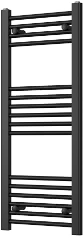 Scaldasalviette nero dritto, riscaldato, per bagni di lusso, efficiente scaldasalviette e rastrelliera portaoggetti – Radiatore da bagno con elegante portasciugamani – facile installazione – altezza