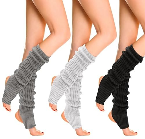 Firtink 3 Paare Damen Beinstulpen Gestrickt Winter Beinwärmer | Beinlinge Stricken Beinstulpen Lange Beinwärmer Stiefel Socken für Damen Mädchen für Ballett, Tanz, Sport