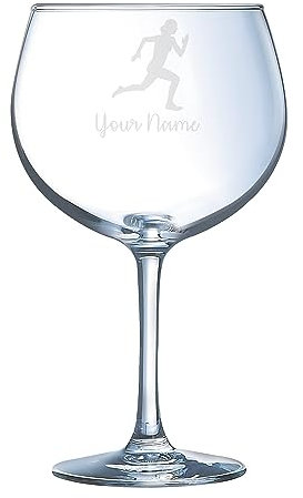 Female Runner Engraved Glass, Sports Gift Running (Balloon Gin Glass)