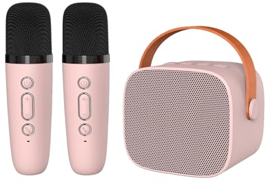 Meltrck Karaoke-Maschine mit 2 Mikrofonen, tragbarer Lautsprecher, kompatibel mit LED-Licht, geeignet für Party und Reise, Geeignet für 3-12 Jahre alte Jungen-Mädchen-Geschenkspielzeuge, Rosa
