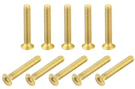 QUARKZMAN Viti a Testa Piatta con Esagono Incassato Ottone M3-0,5x20mm 20pz | Bulloni di Fissaggio , con Guida Esagonale Interna