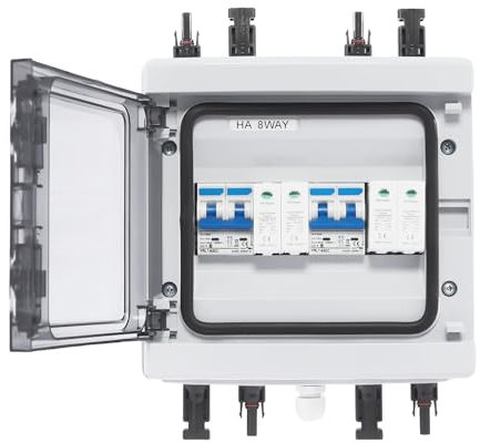 czyuRachel Solar Combiner Box, Dc1000v 40a 2 Stränge Solartrennschalter Solar Pv Anschlusskasten Combiner Box Leistungsschalter Wasserdichter Solaranschluss Für Solarmodule