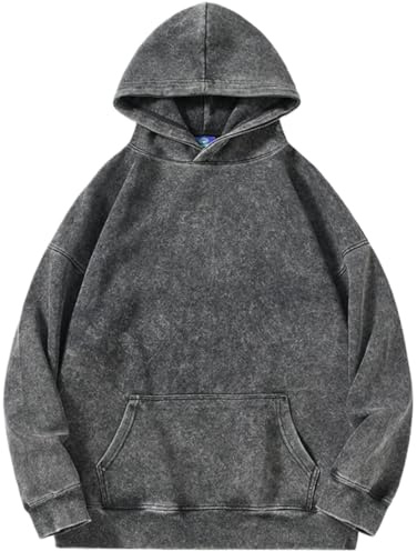PADOLA Oversize Pullover Felpa Donna in Cotone Lavato Felpe con Cappuccio Manica Lunga Semplice Vintage Y2K Felpe Sportiva(XXL,01 Nero)