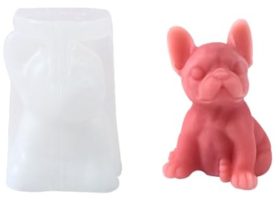 Meiliyizu Dog Shaped Silicone Mould, Dog Shaped Silicone Candle Molds Epoxy Resin Silicone Molds for Candle Soap Plaster Decorations, Plaster Silicone Molds, Bulldog