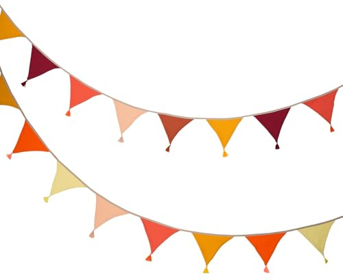JDBlissful Mehrfarbige Stoffflaggen-Banner, 20 Stück, Vintage-Wimpelkette für Hochzeit, Geburtstag, Babyparty, Jahrestag, Kinderzimmer, 2,6 m (gelb)
