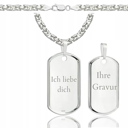 AMAR OPRAVA ketten für herren silber 925, königskette personalisierte geschenke männer - Erkennungsmarke mit gravur, militär silberkette herren 55 cm massive 4 mm, personalisierte kette