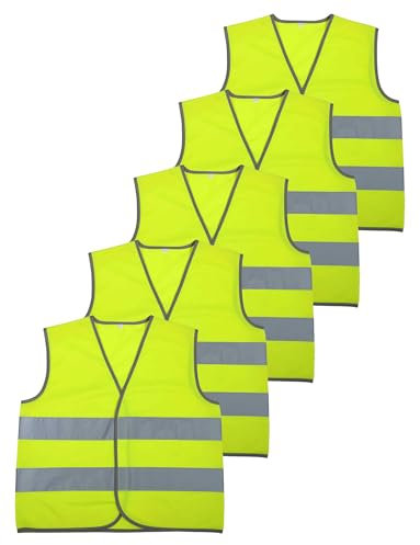 Maeau Kinder Warnwesten Junge Mädchen Reflektorweste 5 Stück Unisex Sicherheitswesten Klettverschluss Reflektor Weste Pannenwesten für Laufen Radfahren Joggen 1-3 Jahre
