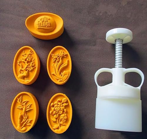 GZKDKZB Mooncake Mould Cookie Stamps Moon Cake Mold 3D Crab/Flor/Mango,Mooncake Press Molds Biscuits Stamp Cake Mould Baking Accessories Making Traditional Festival Mooncakes,8 Styles