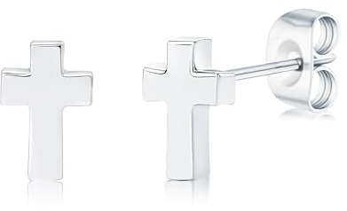 FACOKO Damenohrringe Hypoallergene Titanohrringe 5 mm Blitz/Kreuz/Hohlkreis Schlichte Ohrringe für Damen und Herren Gold/Silber/Schwarz