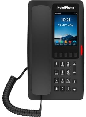 Fanvil H6W・IP-Telefon・Schwarz・Kabelgebundenes Mobilteil・Im Band・Außerhalb des Bandes・SIP-Info・2 Zeilen・8,89 cm (3.5) (H6W-BLACK)