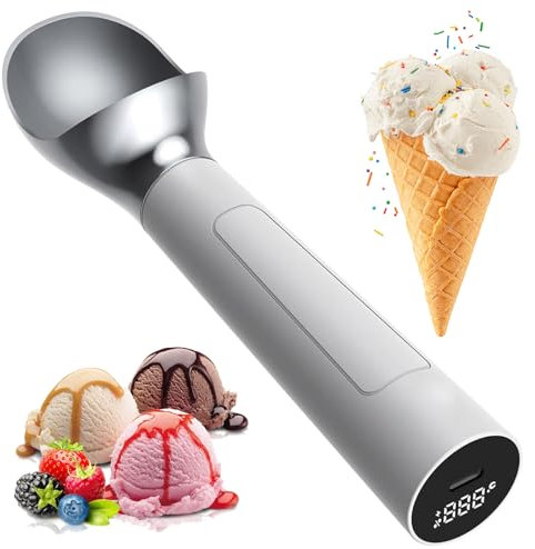 Smart Heated Ice Cream Scoop, Rechargeable 2 Oz Capacity Icecream Scoop with Led Digital Display, Temperature Control, Waterproof, Electric Heating Ice Cream Scooper, for Dessert Shop, Home