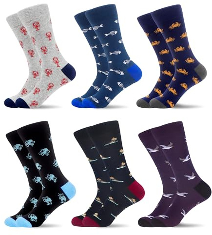 WeciBor 6 paires de chaussettes d'affaires pour homme en coton peigné sans coutures avec motif, confortables et respirantes, 43-46