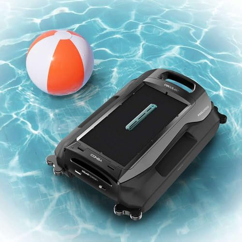 Cecotec Robot Pulitore Piscina Senza Fili Conga Pooldroid AquaSkater, Per Superficie e Linea di Galleggiamento, Carica Solare, Autonomia 16h, Cestello 4.5L, Filtro da 187.5 μm, Navigazione Sensori
