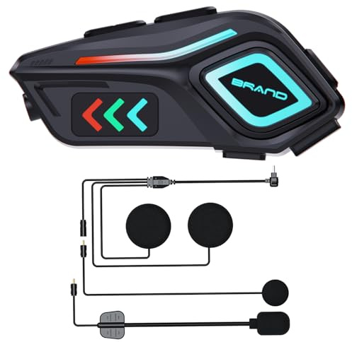 OBEST Casco da Moto Auricolare, Bluetooth BT5.4 Cuffie Stereo, Impermeabili IPX8 Senza Fili Cuffia con 2 Microfoni e Torcia Elettrica, Mane libere, Assistente Vocale, Adatto per Sci/Arrampicata