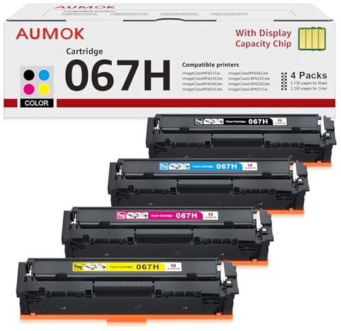 AUMOK 067H 067 Toner Cartridge Set: Kompatible für Canon 067H 067 i-SENSYS MF657Cdw MF655Cdw MF651Cw LBP631Cw LBP632Cdw LBP633Cdw MF656Cdw MF653Cdw MF654Cdw 4 Packs ( Schwarz Cyan Gelb Magenta )