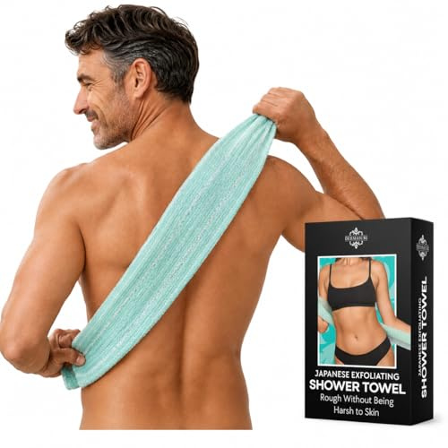 Dermasuri - Japanese Exfoliating Washcloth - Exfoliating Body Scrubber and Back Scrub, Exfoliating Shower Towel, Loofah Exfoliation, Removes Dry & Dead Skin, Wash Cloths for Showering