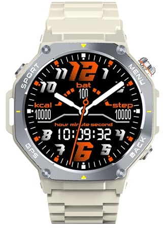 Reloj Inteligente Mujer Militar con GPS y Linterna LED, 5ATM Smartwatch con Brújula llamadas Bluetooth Pulsómetro Oxímetro Sueño, 1.43AMOLED Reloj Deportivo con 160+Modos Deportivos para IOS Android
