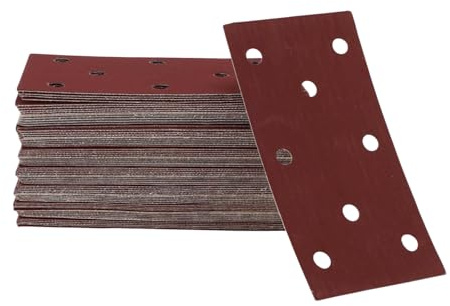 A ABSOPRO 70 Pcs Lija Rectangular Con 8 Agujeros Grano 800 Hojas De Lijado De Gancho Y Bucle Universal Para Repintado Automotriz 180x95mm Óxido De Aluminio Rojo