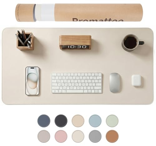 PROMATTOO XXL Schreibtischunterlage aus veganem Leder – Rutschfest, geruchsfrei & wasserabweisend – Edle Laptop-Matte mit Geschenkverpackung für Büro, Homeoffice & mehr – Keine störenden Kanten!
