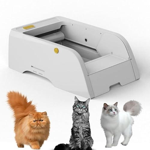 Mcamgiczin Lettiera autopulente Aperta, lettiera Automatica per Gatti migliorata, autopulente, Che può Utilizzare lettiera agglomerante, Design Aperto, i Gatti la usano immediatamente