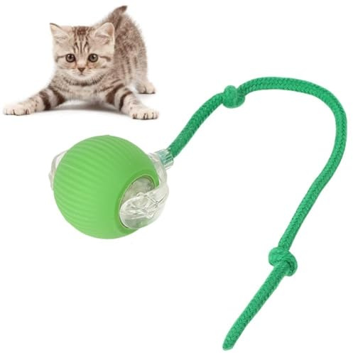 XUNNIU Pelota Juguetes Gatos, Eléctricos Juguete Interactivo Gato y Perro con Cuerda, Inteligente Pelota interactiva Perro rotación automática,Juguetes para Gatos y Perros,Verde