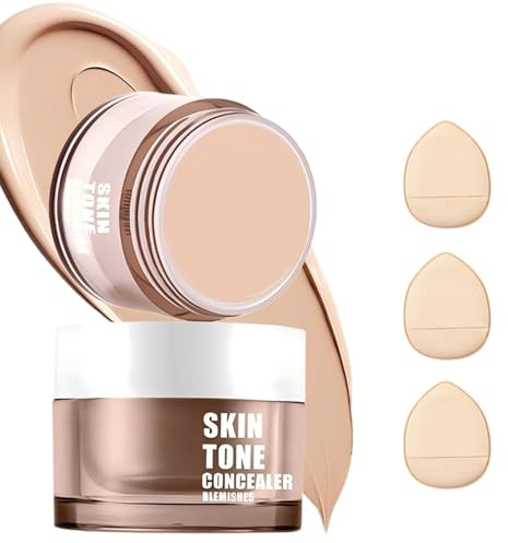 Crema correctora de 15 g, cubre pecas, manchas, ojeras y espinillas, resistente al agua, 6 colores a elegir, incluye 3 mini topes de pulgar (04)