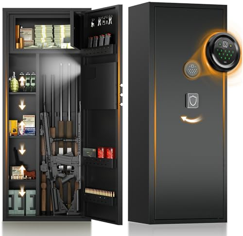 Gun Cabinet, 13-18Large Gun Safe for Rifles and Pistols, Shotgun Safe with Adjustable Shelf, Long Gun Safe with Dual Alarm & Mute Mode with Electronic Combination Lock & Separate Storage