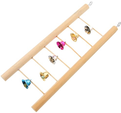 Cabilock Escabeau à Oiseaux en Bois pour Cage à Oiseaux, Échelle de Dressage pour Perroquets, Résistance à l'usure, Activité Physique, Design Pratique, Suspendu pour Perruches