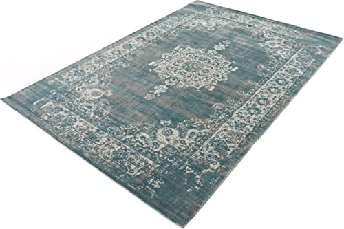 LIFA LIVING Tappeti Vintage, Tappeto per Salotto e Camera da Letto, Disponibile in Diversi Colori e Taglie (Grigio - Blu, 133_x_200_cm)