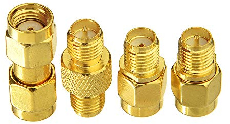 Superbat SMA Buchse/Stecker auf RP SMA Buchse/Stecker RF Koaxial Adapter Anschluss kit für WiFi Antenne/Radio/Verlängerungskabel/FPV Drohne (4 Pack)